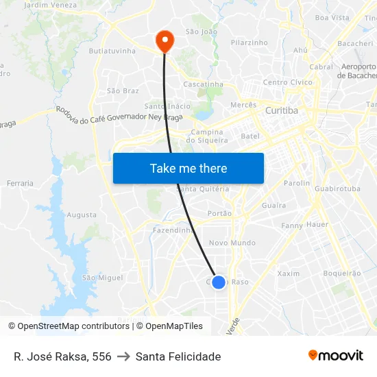 R. José Raksa, 556 to Santa Felicidade map