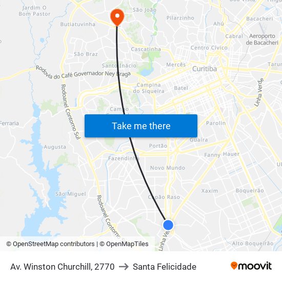 Av. Winston Churchill, 2770 to Santa Felicidade map