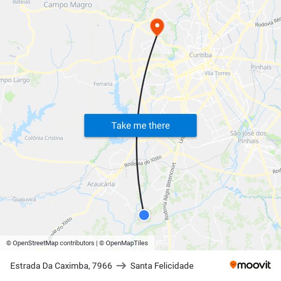 Estrada Da Caximba, 7966 to Santa Felicidade map