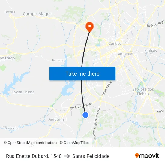 Rua Enette Dubard, 1540 to Santa Felicidade map