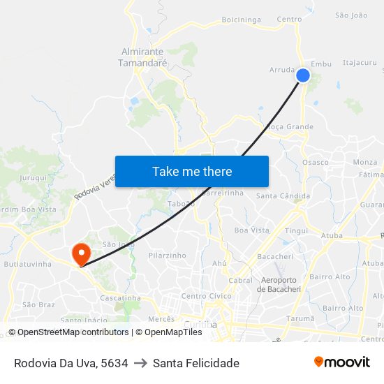 Rodovia Da Uva, 5634 to Santa Felicidade map