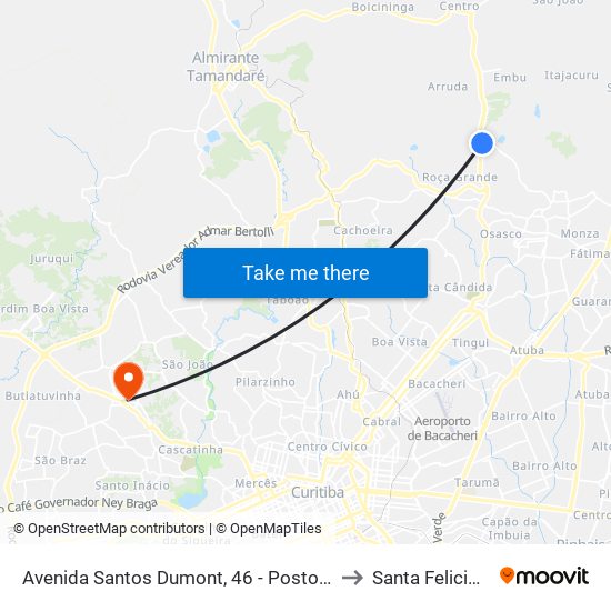 Avenida Santos Dumont, 46 - Posto Coyote to Santa Felicidade map