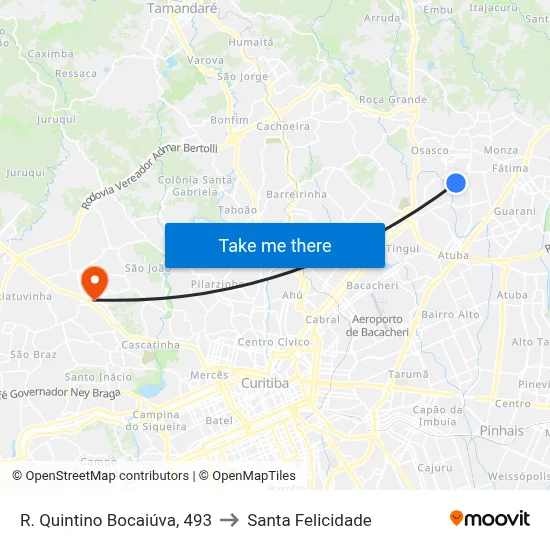 R. Quintino Bocaiúva, 493 to Santa Felicidade map