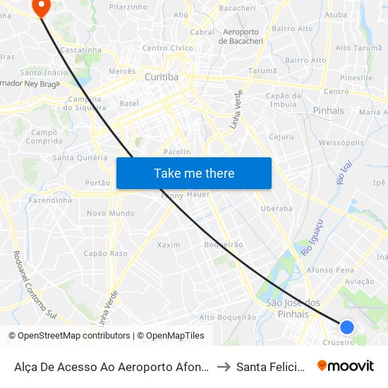 Alça De Acesso Ao Aeroporto Afonso Pena to Santa Felicidade map