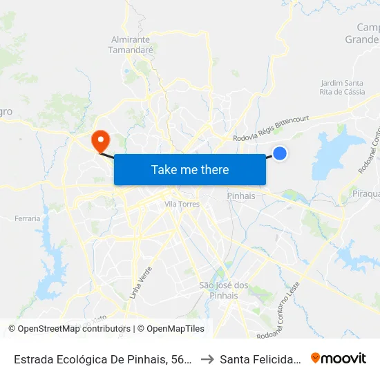 Estrada Ecológica De Pinhais, 5668 to Santa Felicidade map