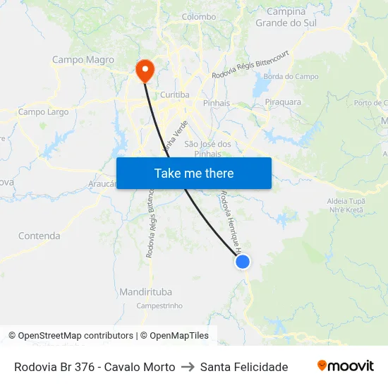 Rodovia Br 376 - Cavalo Morto to Santa Felicidade map