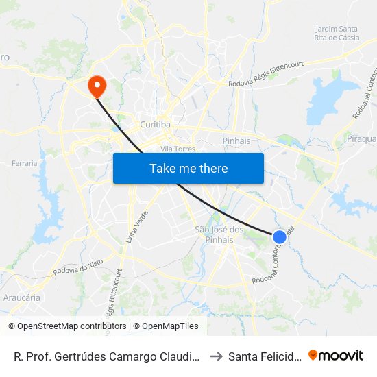 R. Prof. Gertrúdes Camargo Claudino, 252 to Santa Felicidade map