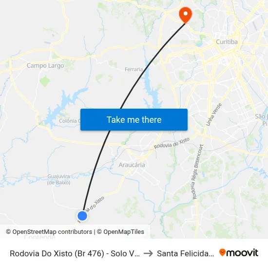 Rodovia Do Xisto (Br 476) - Solo Vivo to Santa Felicidade map