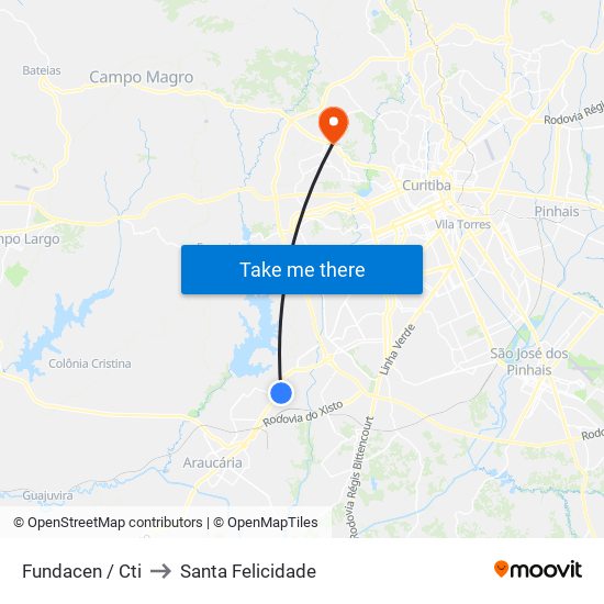 Fundacen / Cti to Santa Felicidade map