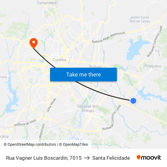 Rua Vagner Luis Boscardin, 7015 to Santa Felicidade map