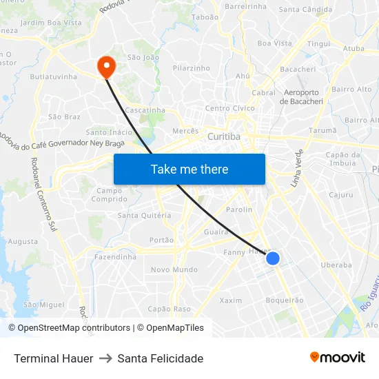 Terminal Hauer to Santa Felicidade map