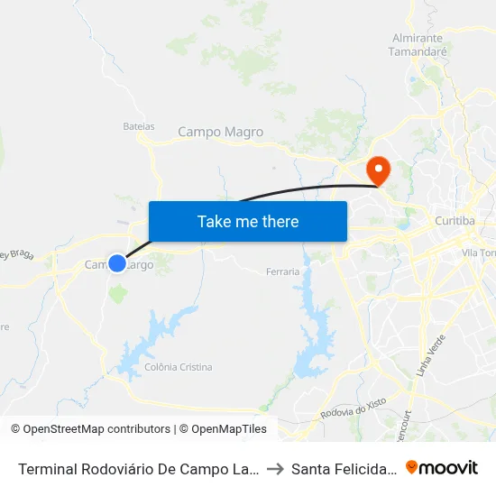 Terminal Rodoviário De Campo Largo to Santa Felicidade map