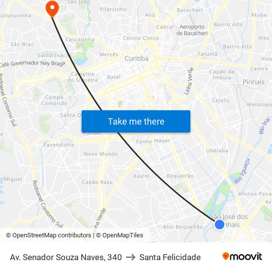 Av. Senador Souza Naves, 340 to Santa Felicidade map