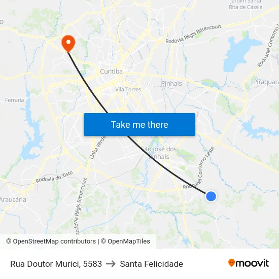 Rua Doutor Murici, 5583 to Santa Felicidade map
