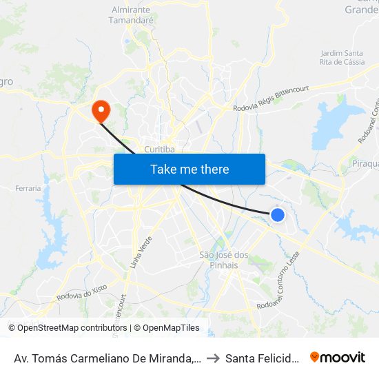 Av. Tomás Carmeliano De Miranda, 226 to Santa Felicidade map