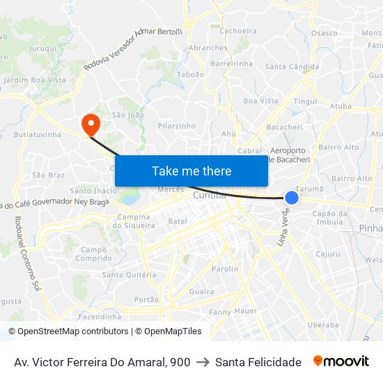 Av. Victor Ferreira Do Amaral, 900 to Santa Felicidade map