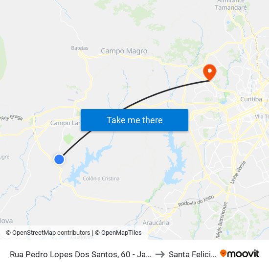Rua Pedro Lopes Dos Santos, 60 - Jardim Iruama to Santa Felicidade map