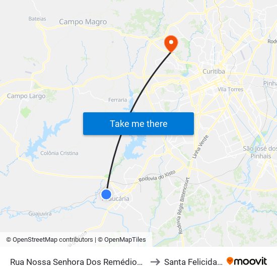 Rua Nossa Senhora Dos Remédios, 87 to Santa Felicidade map