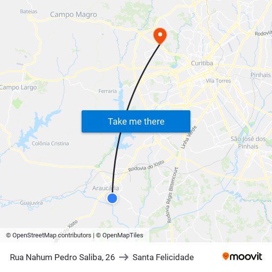 Rua Nahum Pedro Saliba, 26 to Santa Felicidade map