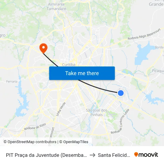 PIT Praça da Juventude (Desembarque) to Santa Felicidade map