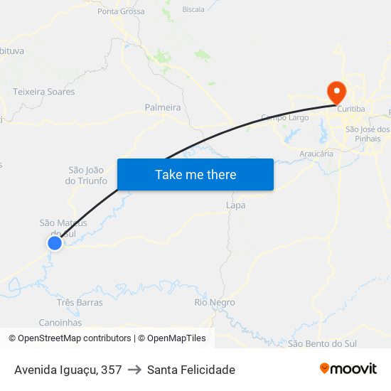 Avenida Iguaçu, 357 to Santa Felicidade map