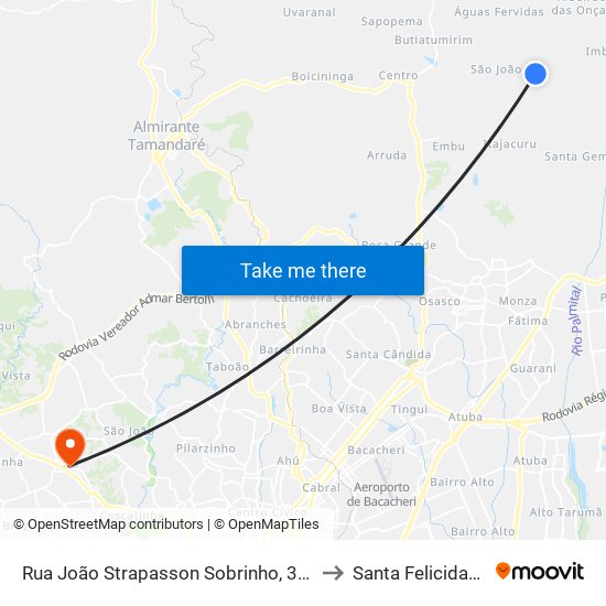 Rua João Strapasson Sobrinho, 356 to Santa Felicidade map