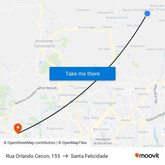 Rua Orlando Cecon, 155 to Santa Felicidade map