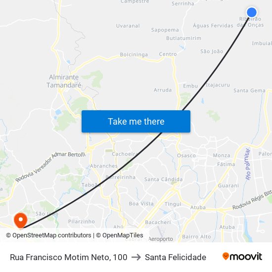 Rua Francisco Motim Neto, 100 to Santa Felicidade map