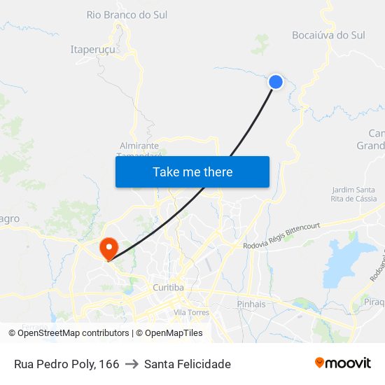 Rua Pedro Poly, 166 to Santa Felicidade map