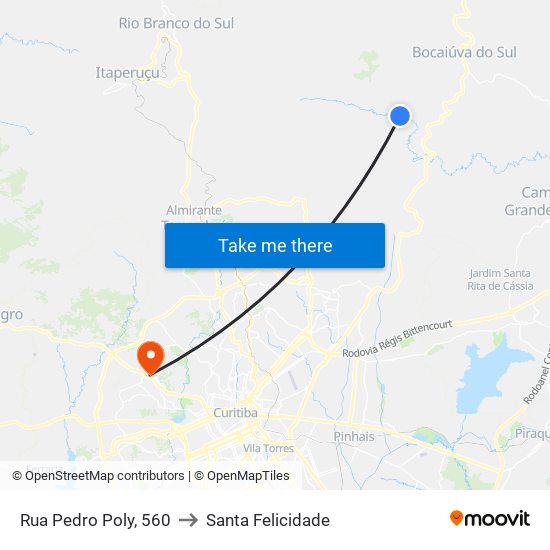 Rua Pedro Poly, 560 to Santa Felicidade map