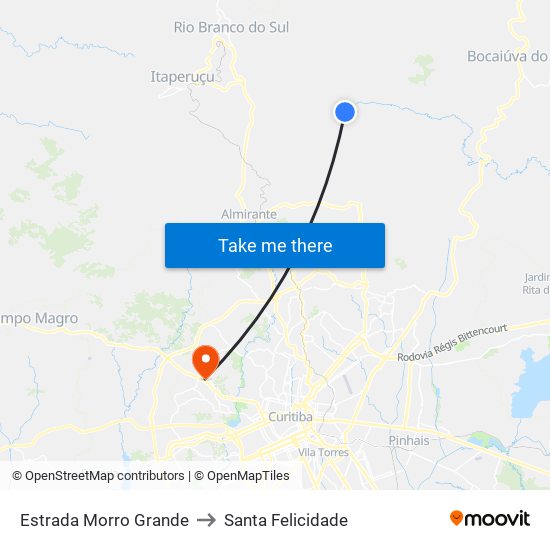 Estrada Morro Grande to Santa Felicidade map