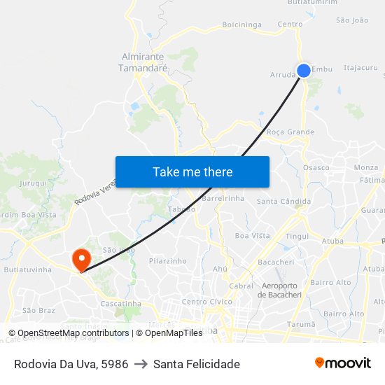 Rodovia Da Uva, 5986 to Santa Felicidade map