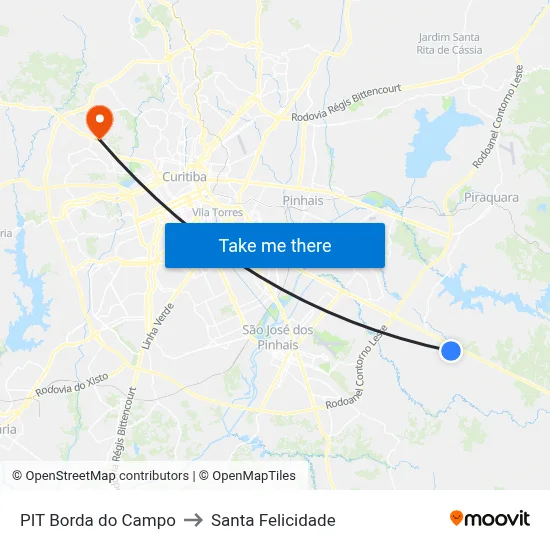 PIT Borda do Campo to Santa Felicidade map