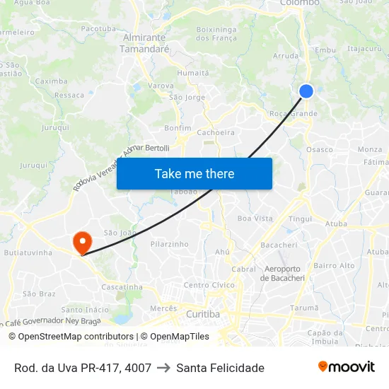 Rod. da Uva PR-417, 4007 to Santa Felicidade map