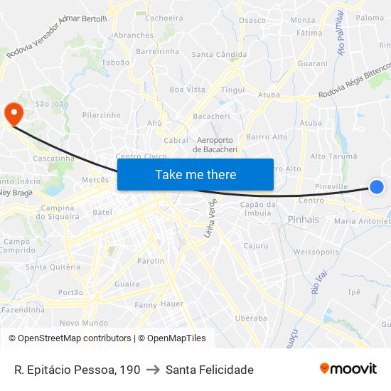 R. Epitácio Pessoa, 190 to Santa Felicidade map
