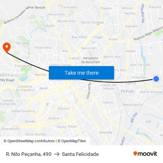 R. Nilo Peçanha, 490 to Santa Felicidade map