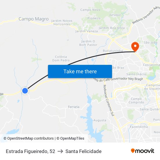 Estrada Figueiredo, 52 to Santa Felicidade map