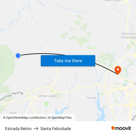 Estrada Retiro to Santa Felicidade map