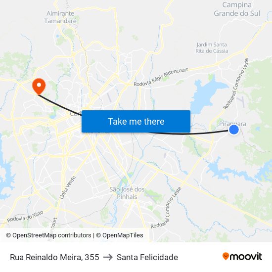 Rua Reinaldo Meira, 355 to Santa Felicidade map