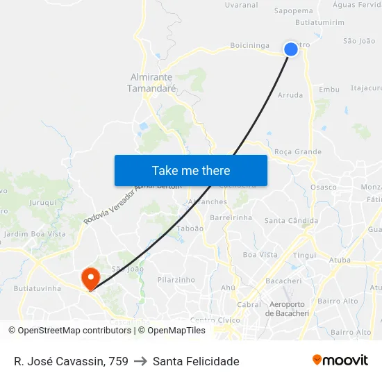 R. José Cavassin, 759 to Santa Felicidade map