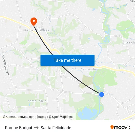 Parque Barigui to Santa Felicidade map