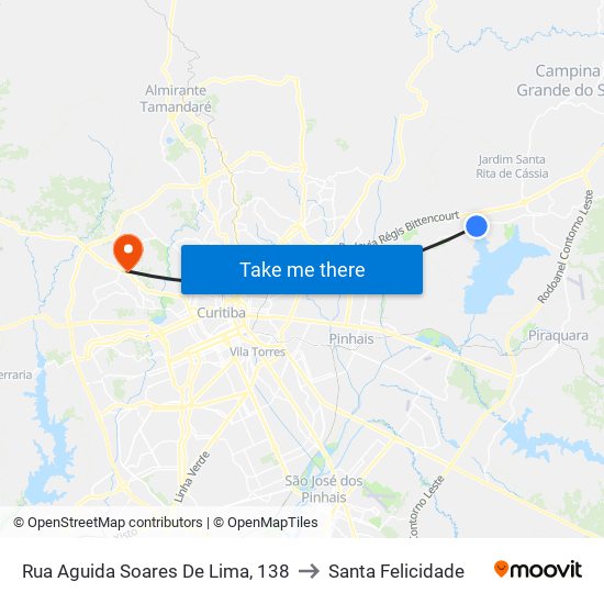 Rua Aguida Soares De Lima, 138 to Santa Felicidade map