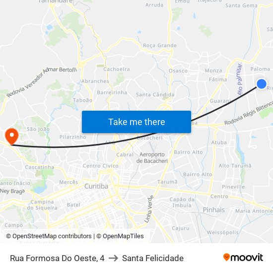 Rua Formosa Do Oeste, 4 to Santa Felicidade map