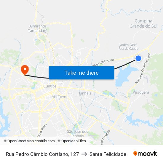 Rua Pedro Câmbio Cortiano, 127 to Santa Felicidade map