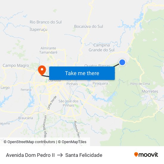 Avenida Dom Pedro II to Santa Felicidade map