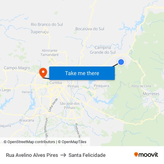 Rua Avelino Alves Pires to Santa Felicidade map