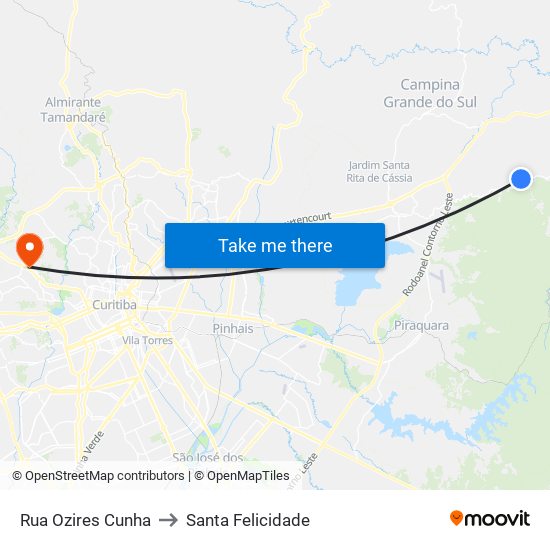 Rua Ozires Cunha to Santa Felicidade map