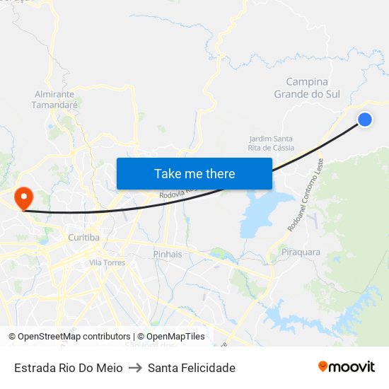 Estrada Rio Do Meio to Santa Felicidade map