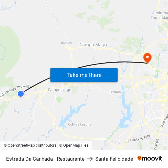 Estrada Da Canhada - Restaurante to Santa Felicidade map