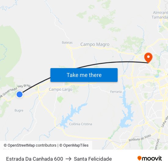 Estrada Da Canhada 600 to Santa Felicidade map